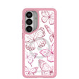 Clear Butterfly Effect Samsung Galaxy S26+(Plus) Case With Petal Pink Ridge (Magnetic Charging included)