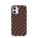 Chocolate Brown Cafe Check iPhone 16 Case