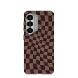 Chocolate Brown Cafe Check Samsung Galaxy S26 Case