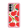Clear Cherry Berry Samsung Galaxy S26+(Plus) Case With Petal Pink Ridge (Magnetic Charging included)