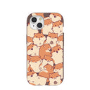Chocolate Brown Happy Hamsters iPhone 15 Case