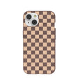 Chocolate Brown Latte Check iPhone 14 Case