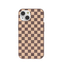 Chocolate Brown Latte Check iPhone 14 Case