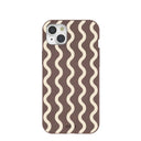 Chocolate Brown Latte Waves iPhone 15 Plus Case