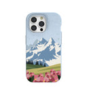 Powder Blue Mountains and Blooms iPhone 15 Pro Case