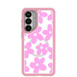 Clear Pink Blooms Samsung Galaxy S26+(Plus) Case With Petal Pink Ridge (Magnetic Charging included)