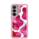 Clear Pink Orchids Samsung Galaxy S26+(Plus) Case With Petal Pink Ridge (Magnetic Charging included)