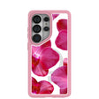 Clear Pink Orchids Samsung Galaxy S26 Ultra Case With Petal Pink Ridge (Magnetic Charging included)