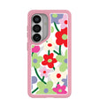 Clear Poppy Flora Samsung Galaxy S26 Case With Petal Pink Ridge (Magnetic Charging included)