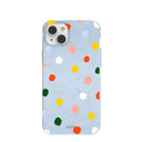 Powder Blue Rainbow Dots iPhone 14 Plus Case