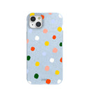 Powder Blue Rainbow Dots iPhone 15 Plus Case