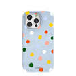Powder Blue Rainbow Dots iPhone 15 Pro Case