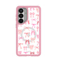 Clear Rosy Bows Samsung Galaxy S26+(Plus) Case With Petal Pink Ridge (Magnetic Charging included)
