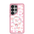 Clear Rosy Bows Samsung Galaxy S26 Ultra Case With Petal Pink Ridge (Magnetic Charging included)