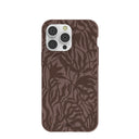 Chocolate Brown Rustic Leaves iPhone 14 Pro Max Case