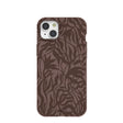 Chocolate Brown Rustic Leaves iPhone 15 Plus Case