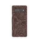 Chocolate Brown Rustic Leaves Google Pixel 7a Case