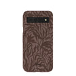 Chocolate Brown Rustic Leaves Google Pixel 8a Case