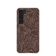 Chocolate Brown Rustic Leaves Samsung Galaxy S25+(Plus) Case
