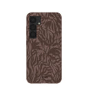 Chocolate Brown Rustic Leaves Samsung Galaxy S25 Case
