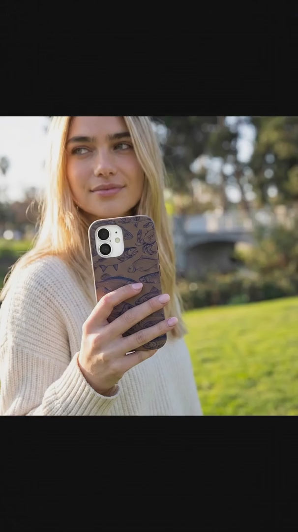 Chocolate Brown Vintage Catch iPhone 15 Pro Case - Product video demonstration