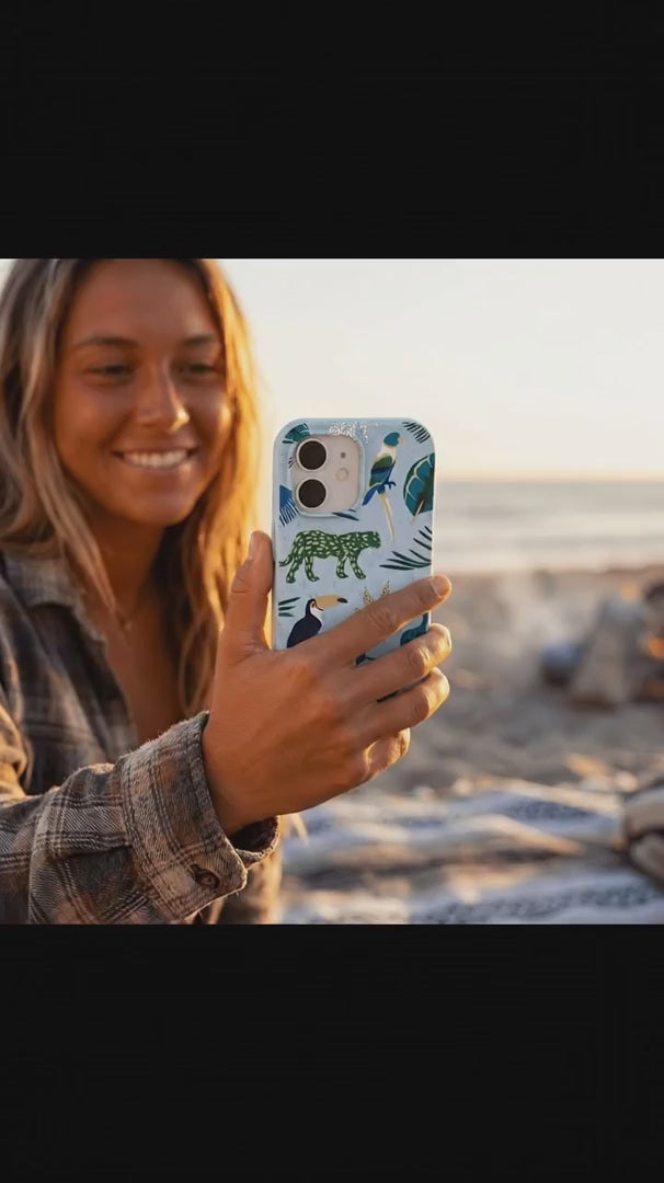 Powder Blue Tropical Rainforest iPhone 16 Case - Product video demonstration