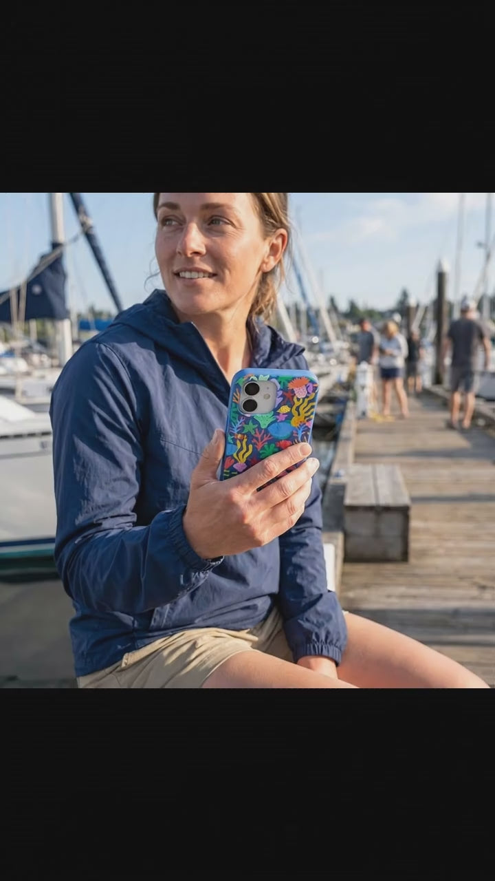 Electric Blue Underwater Blooms iPhone 17 Case - Product video demonstration