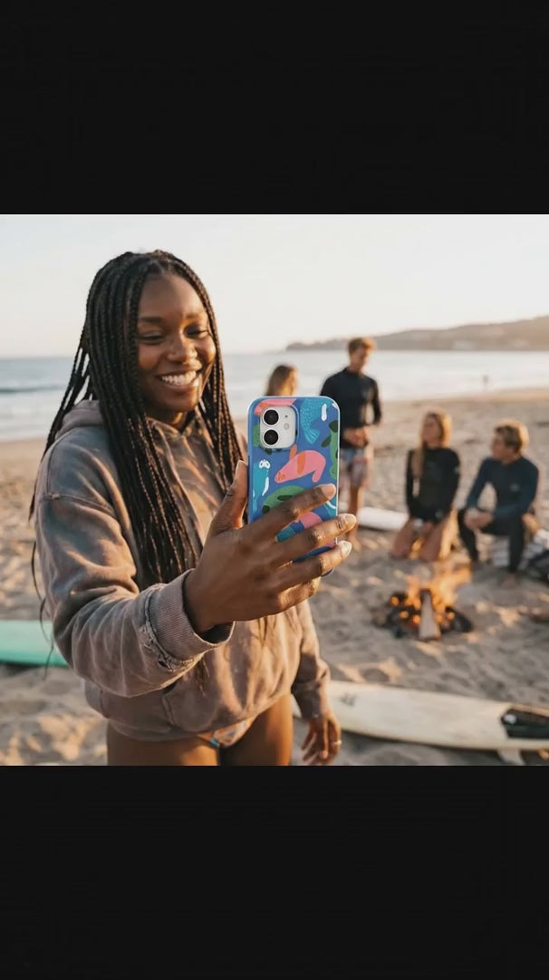 Electric Blue Sea Cows iPhone 17 Pro Case - Product video demonstration