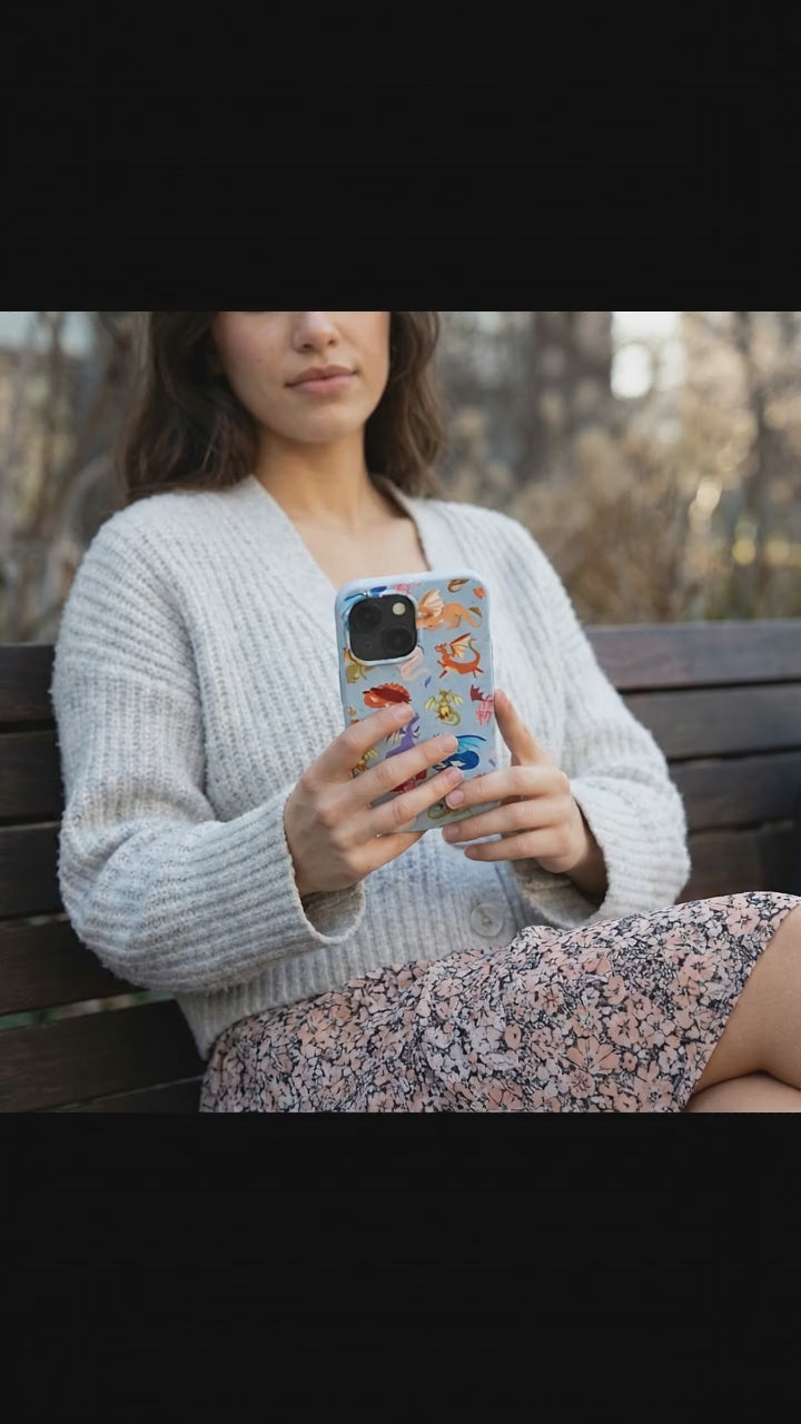 Powder Blue Dragon Cuties iPhone 13 Mini Case - Product video demonstration