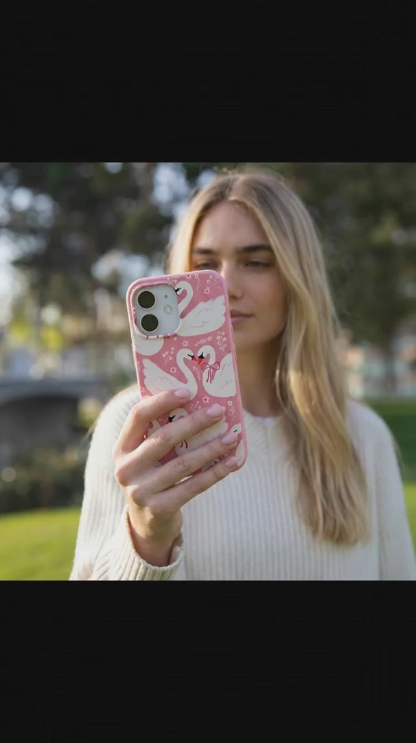 Bubblegum Pink Swan Garden iPhone 16 Pro Max Case - Product video demonstration