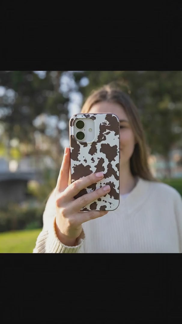 Chocolate Brown Cow Couture iPhone 15 Pro Case - Product video demonstration