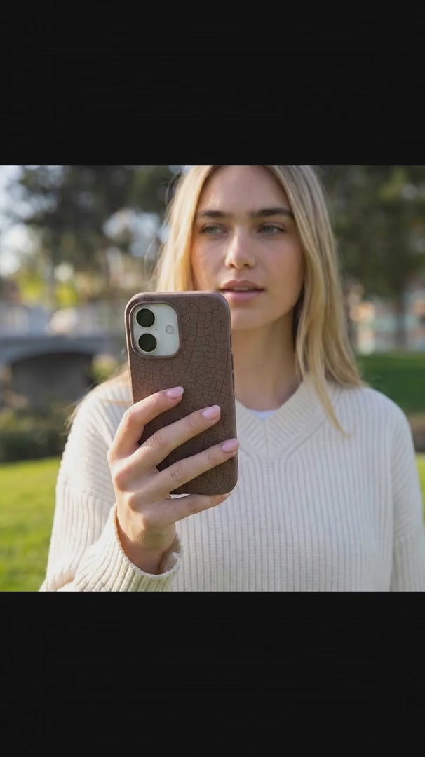 Chocolate Brown Leaf Veins iPhone 17 Pro Case - Product video demonstration