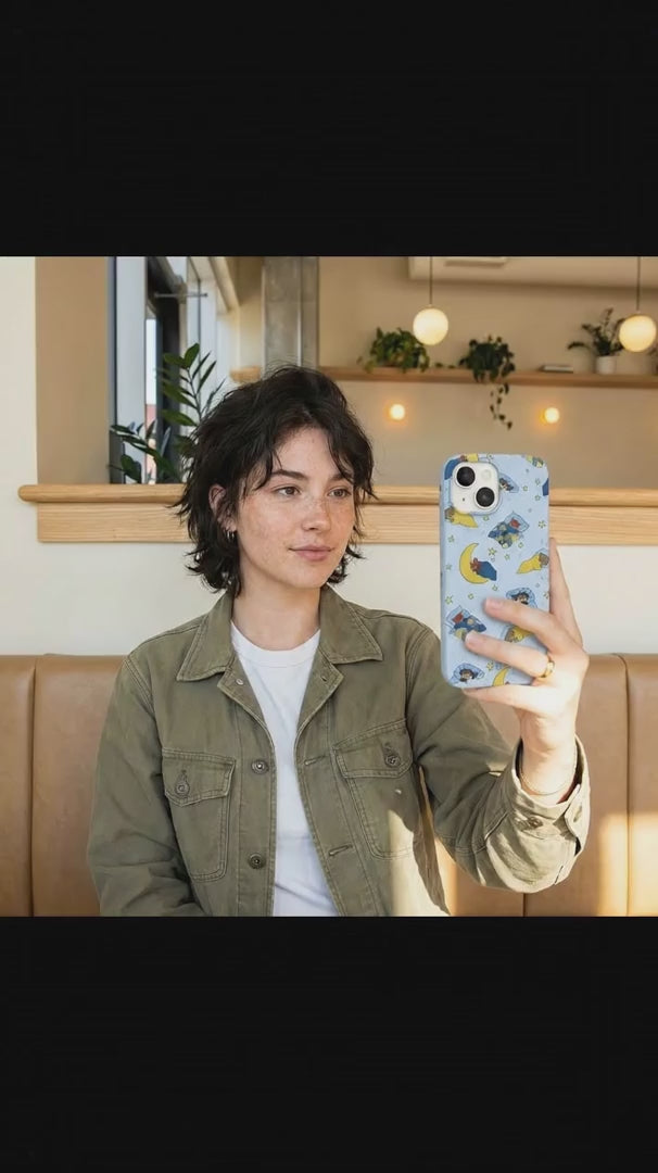 Powder Blue Starlight Sleep iPhone 16 Case - Product video demonstration