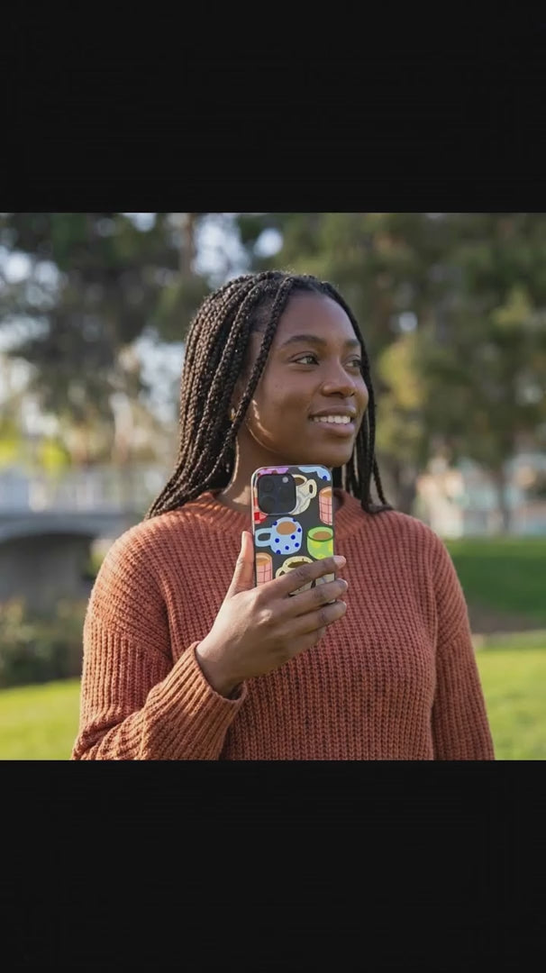 Black Cup of Joy iPhone 15 Pro Case - Product video demonstration