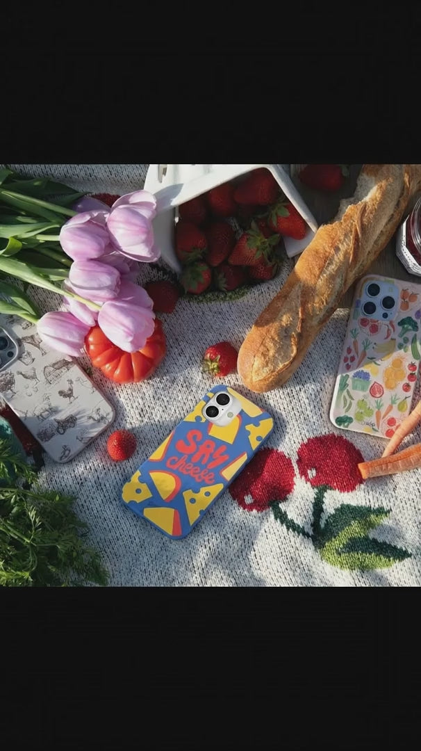 Electric Blue Say Cheese iPhone 15 Case - Product video demonstration