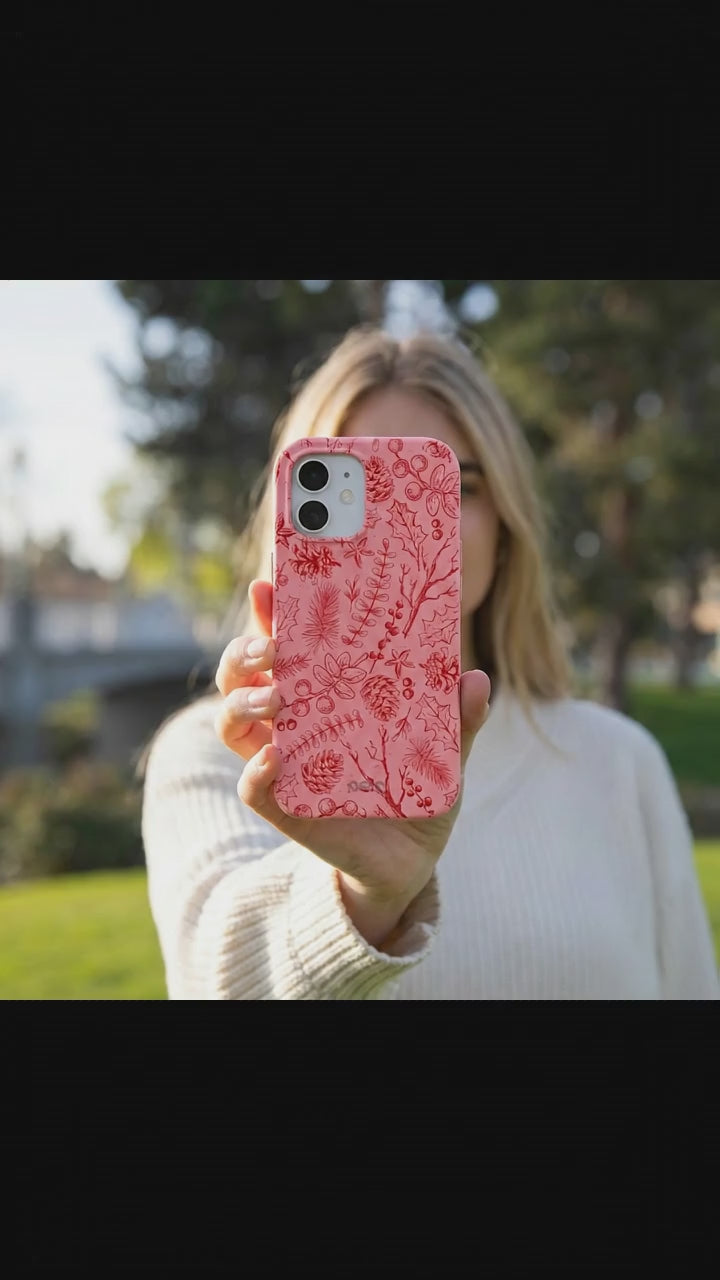 Bubblegum Pink Festive Forest iPhone 17 Case - Product video demonstration