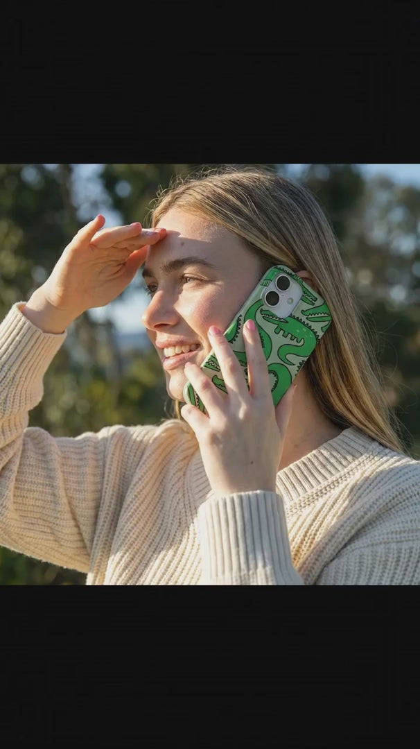 Sage Green Croc a Doodle iPhone 16 Pro Case - Product video demonstration