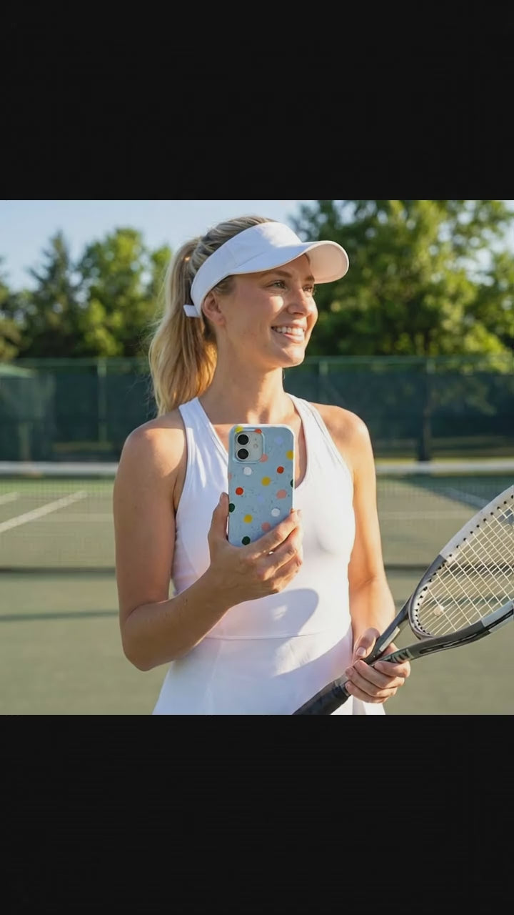 Powder Blue Rainbow Dots iPhone 17 Case - Product video demonstration