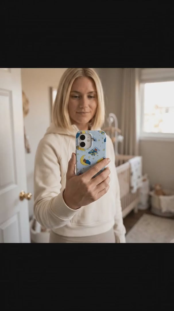 Powder Blue Starlight Sleep iPhone 15 Case - Product video demonstration