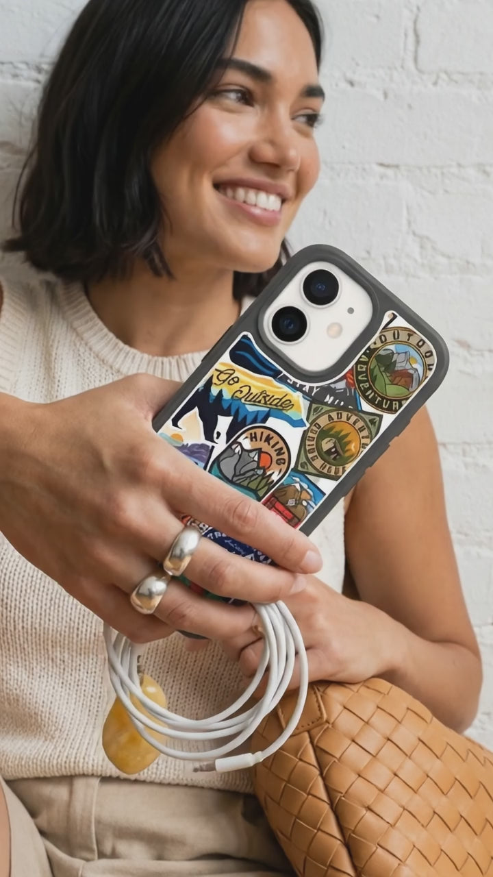 Clear Trail Stickers iPhone 17 Case With Noir Ridge (MagSafe included) - Product video demonstration