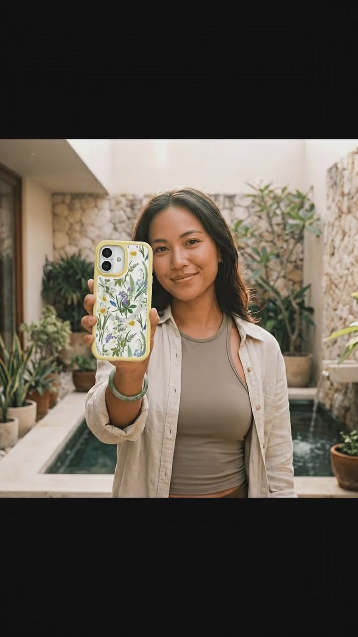 Clear Daffodil Bouquet iPhone 17 Case With Sunbeam Ridge (MagSafe included) - Product video demonstration