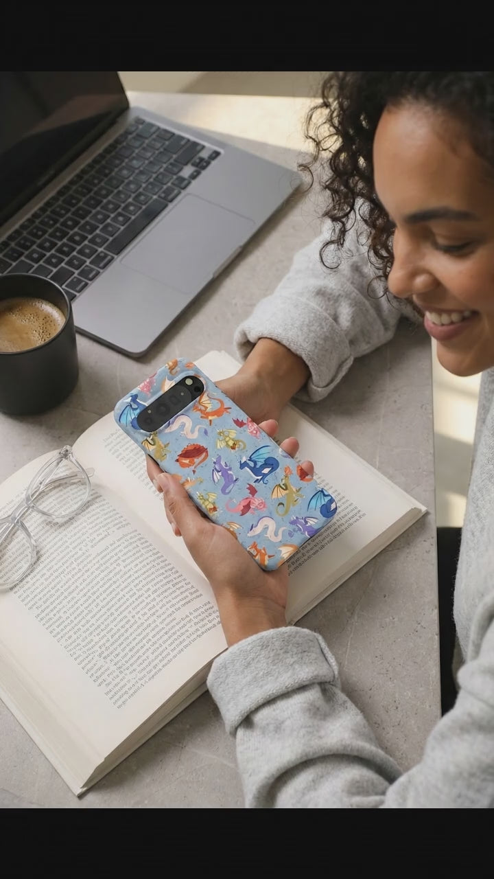 Powder Blue Dragon Cuties Google Pixel 9 Pro XL Case - Product video demonstration