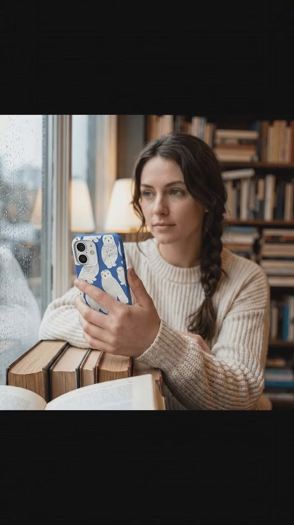 Electric Blue Snowy Owls iPhone 16 Pro Case - Product video demonstration