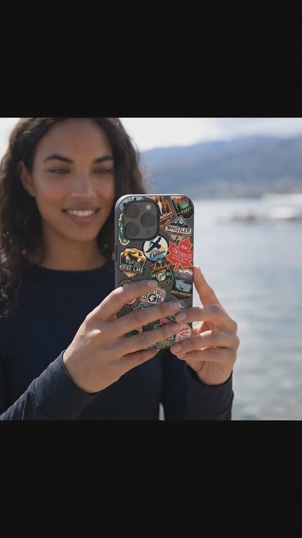 Black Canadian Stickers iPhone 16 Case - Product video demonstration