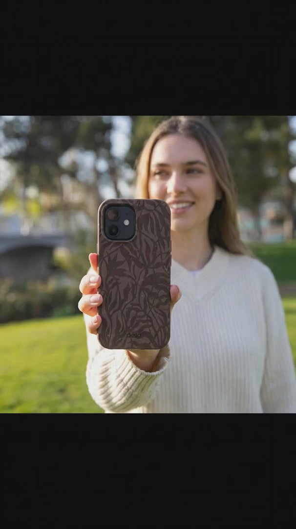 Chocolate Brown Rustic Leaves iPhone 16 Case - Product video demonstration