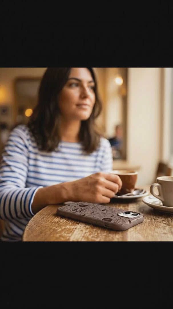 Chocolate Brown Coffee Club iPhone 15 Case - Product video demonstration